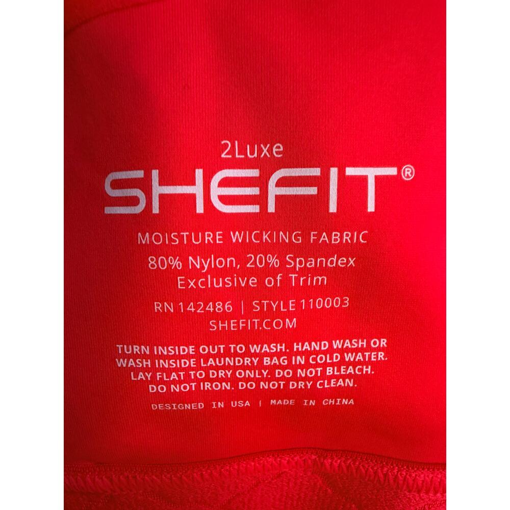 SHEFIT Bright Coral Sports Bra 2Luxe Zip Front Adjustable Straps Cross NWOTBack - Picture 6 of 9